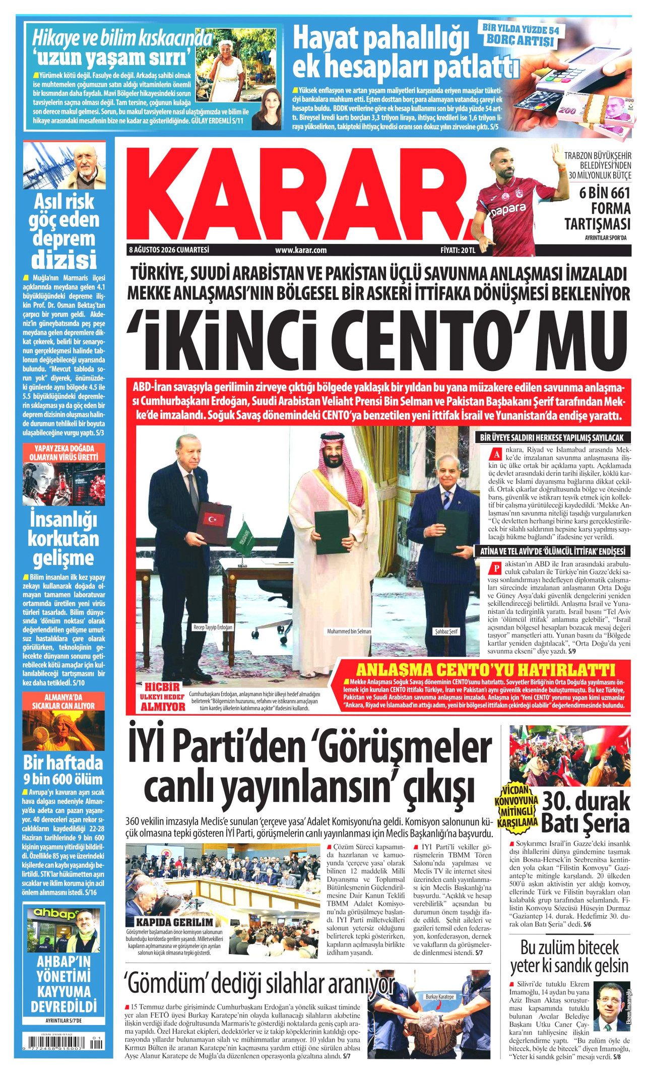 KARAR 8 Ağustos 2026 Gazete Manşeti Büyük