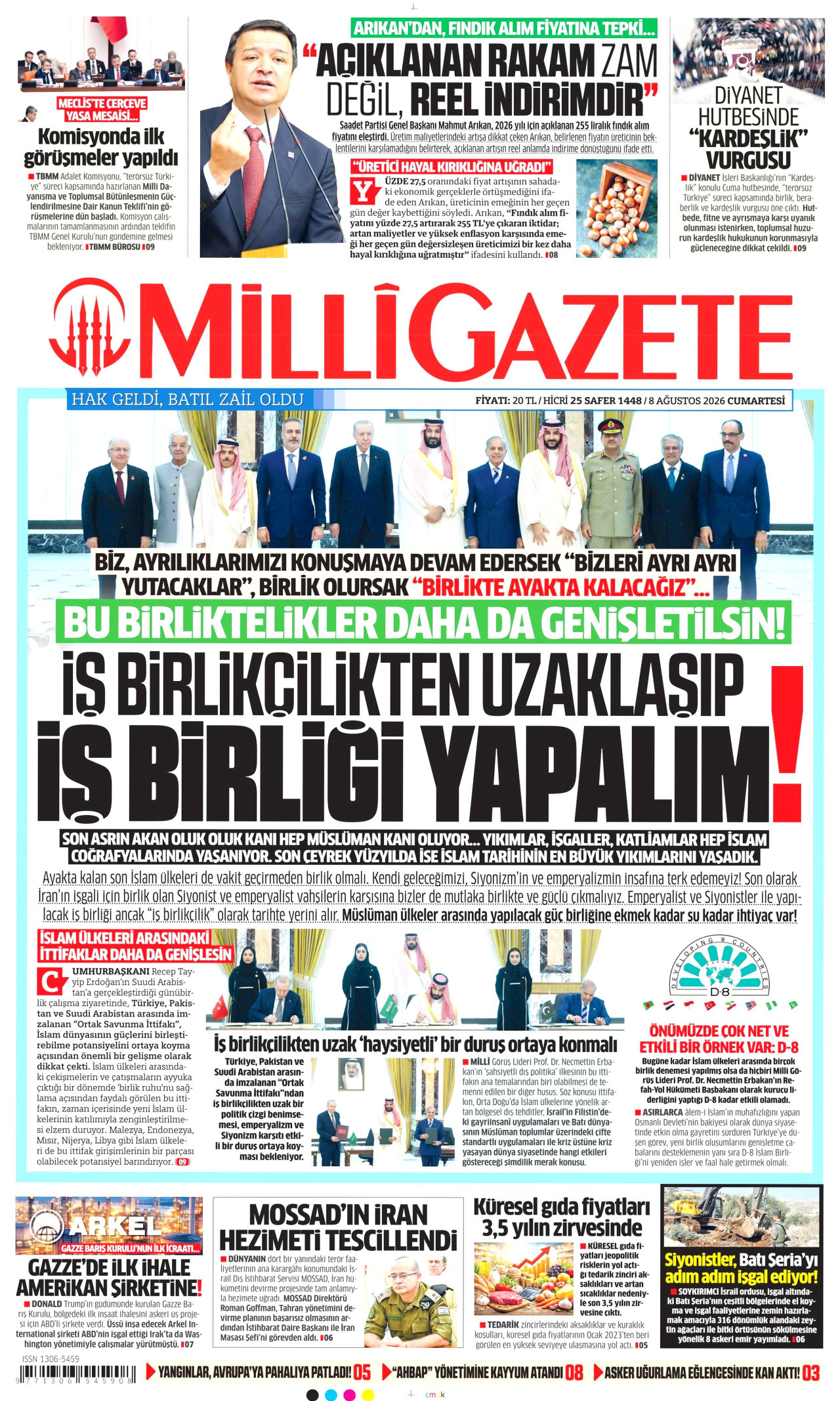 MİLLİ GAZETE 8 Ağustos 2026 Gazete Manşeti Büyük