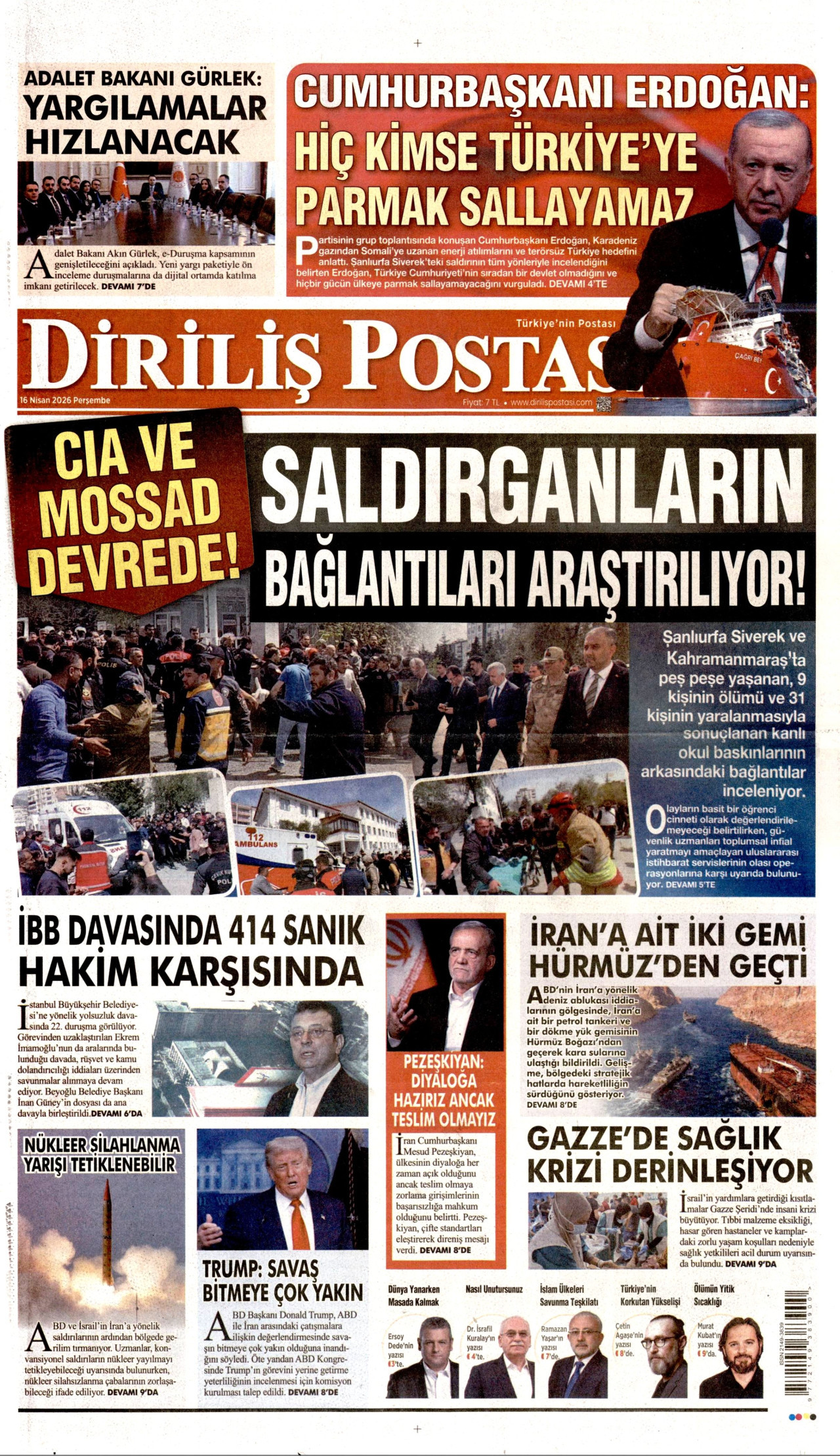 DİRİLİŞ POSTASI 8 Ağustos 2026 Gazete Manşeti Büyük