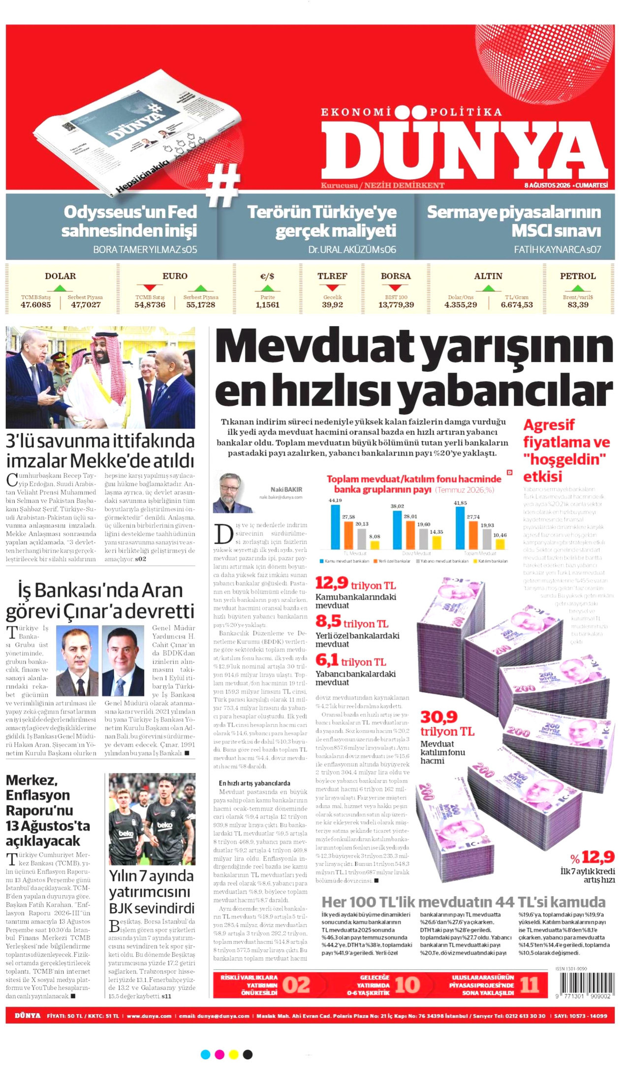 DÜNYA 8 Ağustos 2026 Gazete Manşeti Büyük