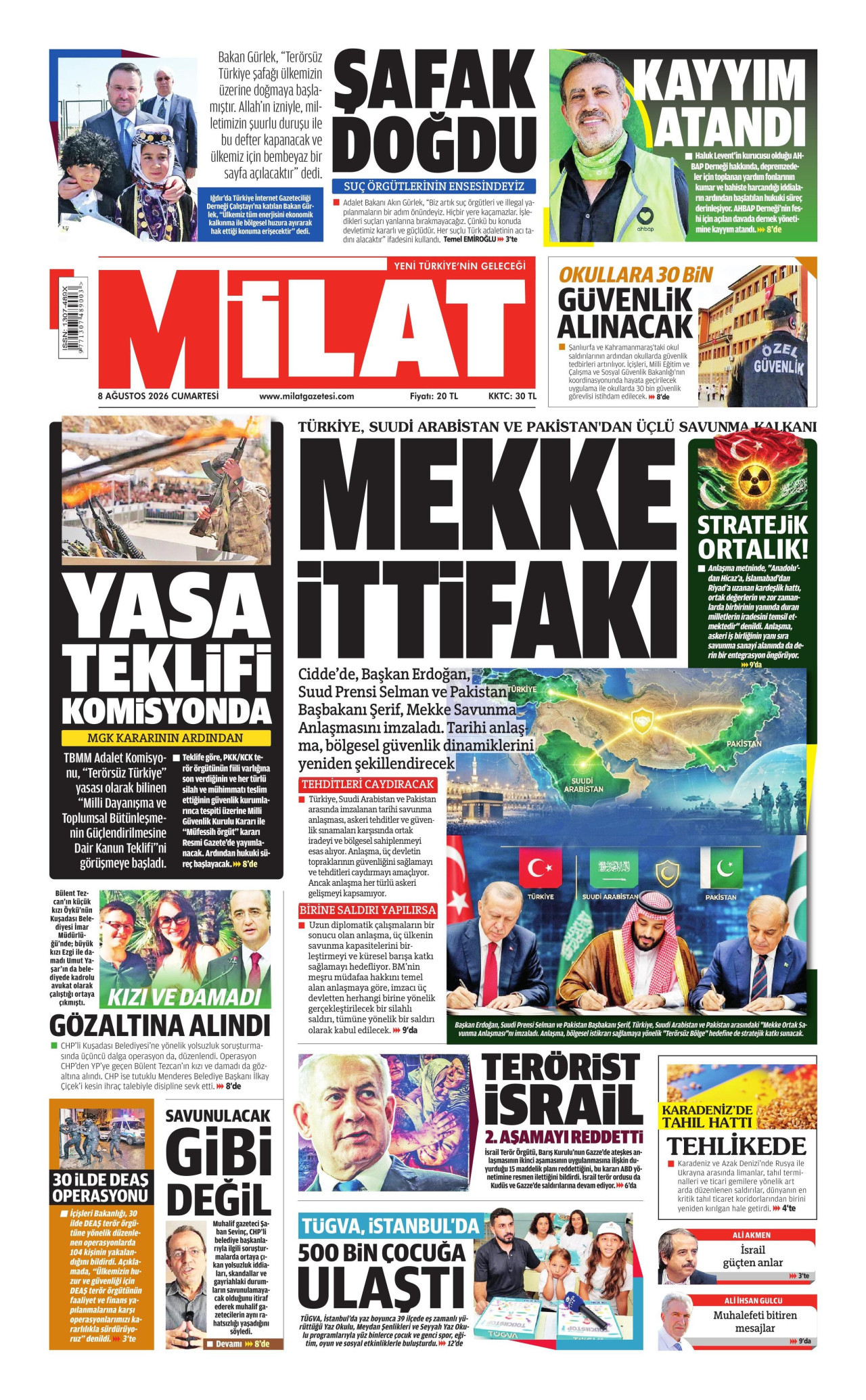 MİLAT 8 Ağustos 2026 Gazete Manşeti Büyük