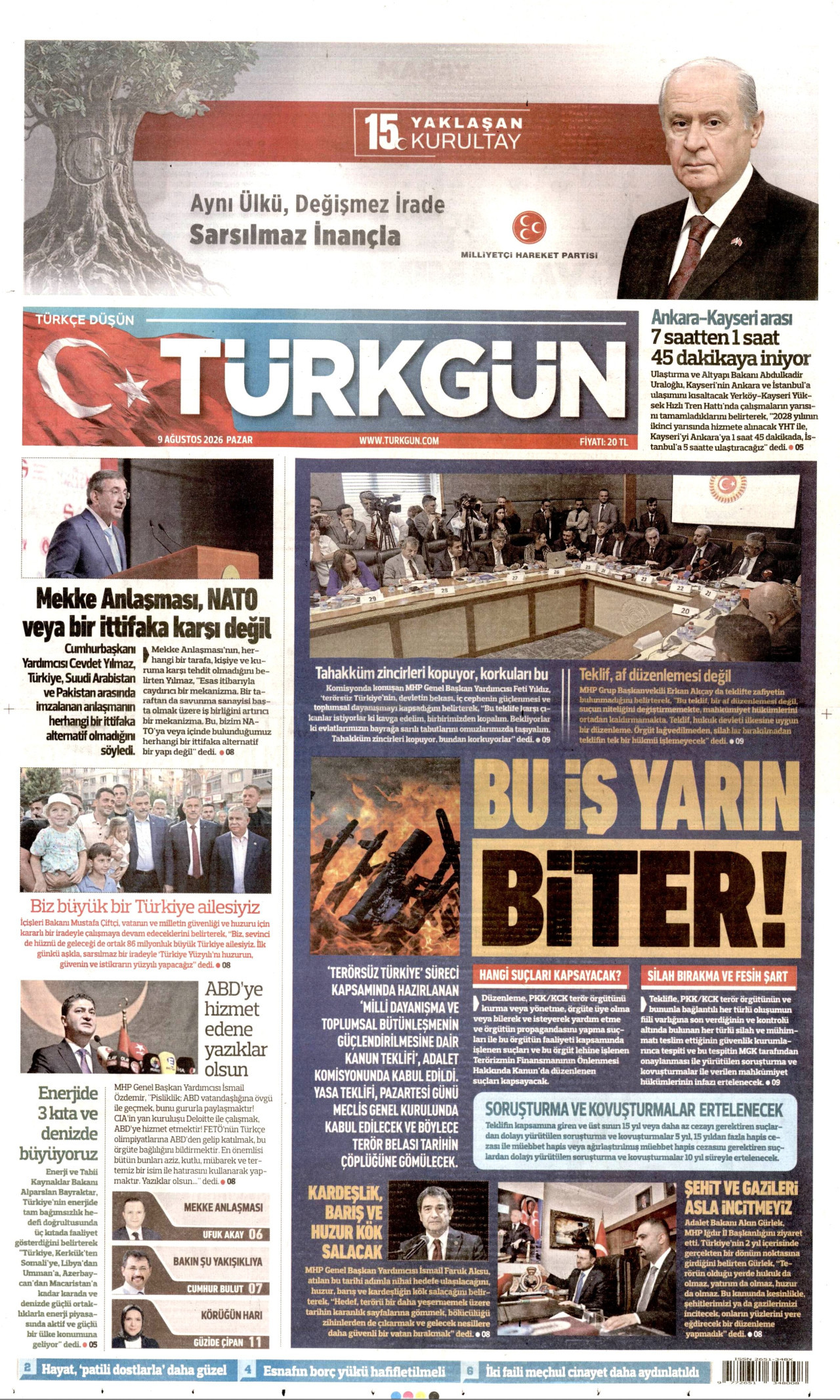 TÜRKGÜN 9 Ağustos 2026 Gazete Manşeti Büyük