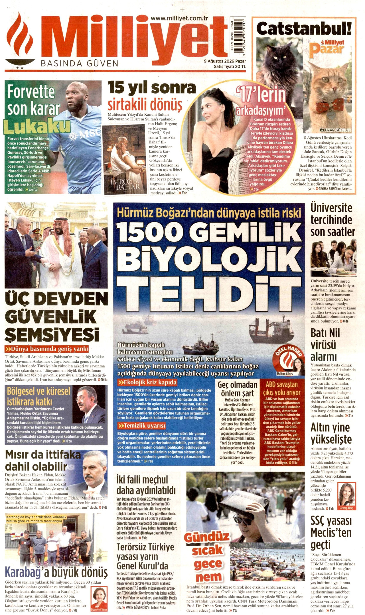 MİLLİYET 9 Ağustos 2026 Gazete Manşeti Büyük
