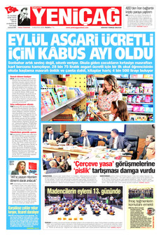 YENİÇAĞ 9 Ağustos 2026 Gazete Manşeti Küçük
