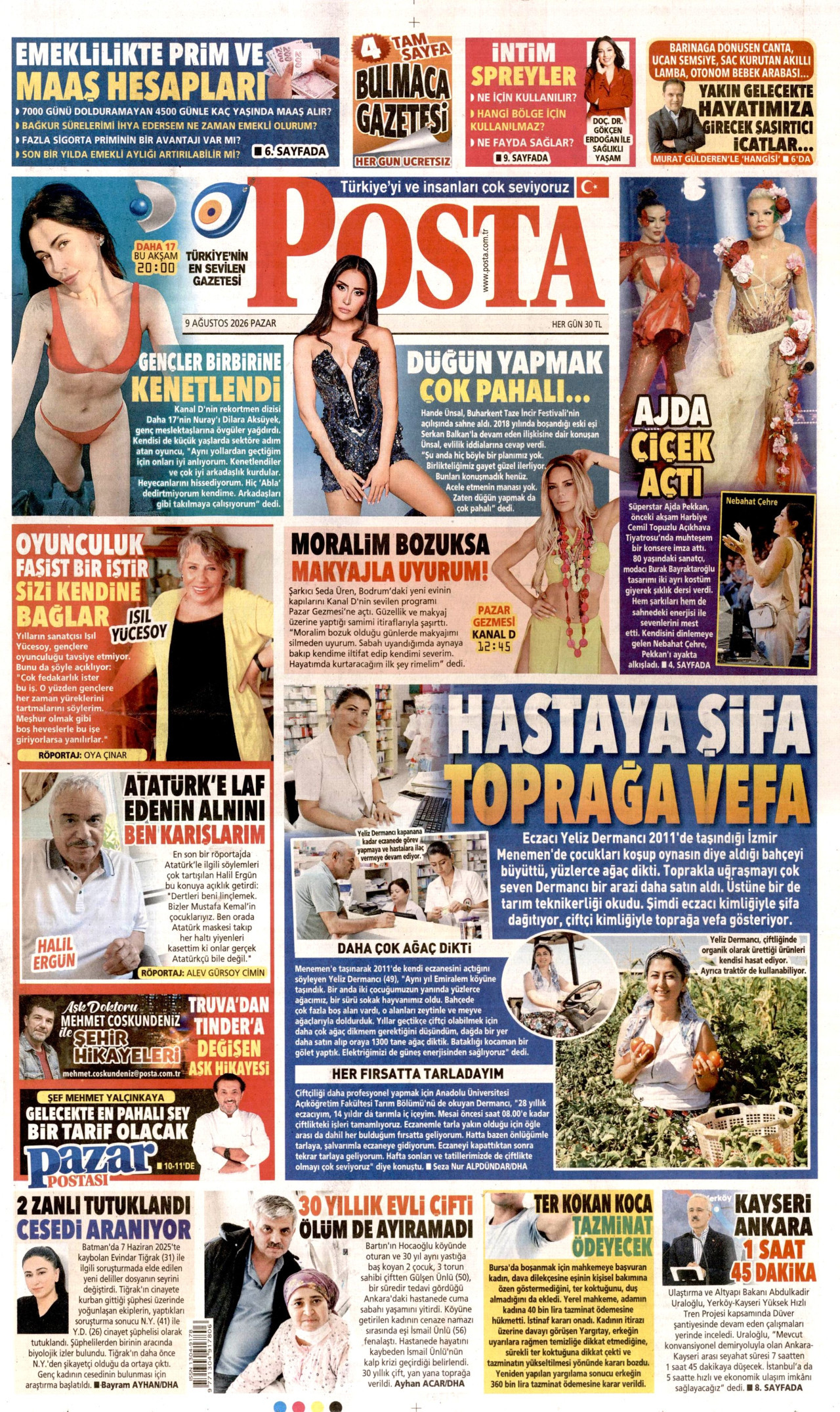 POSTA 9 Ağustos 2026 Gazete Manşeti Büyük