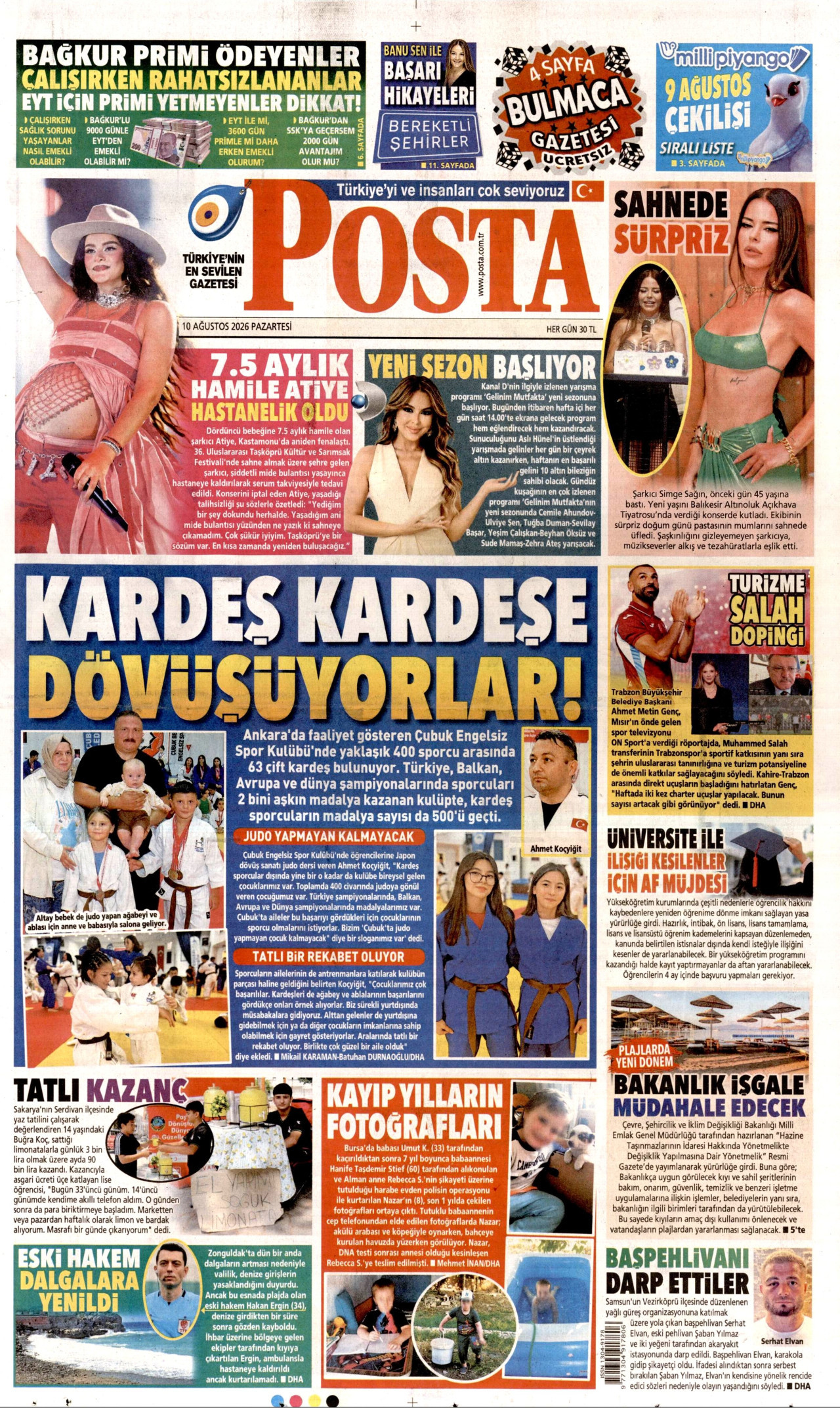 POSTA 10 Ağustos 2026 Gazete Manşeti Büyük