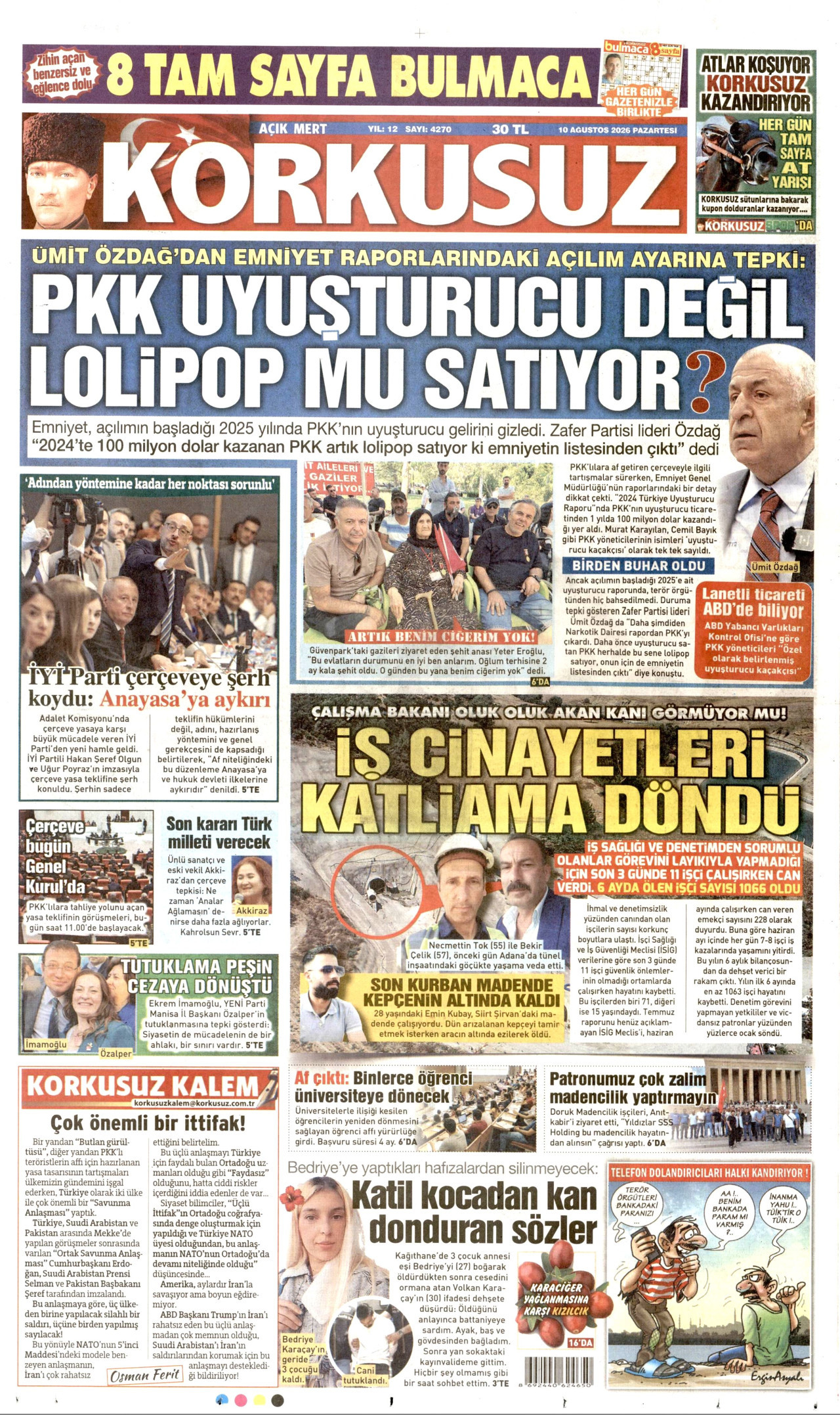 KORKUSUZ 10 Ağustos 2026 Gazete Manşeti Büyük